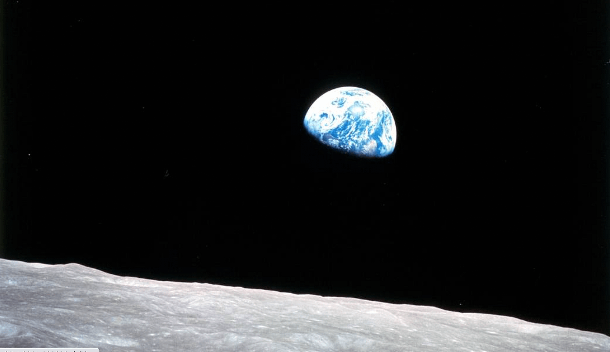 Apollo 8 photo from moon of EWarth