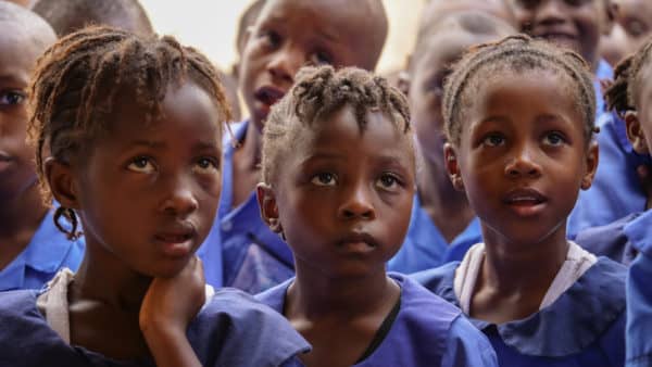 African Schoolgirls Rapt in Attention